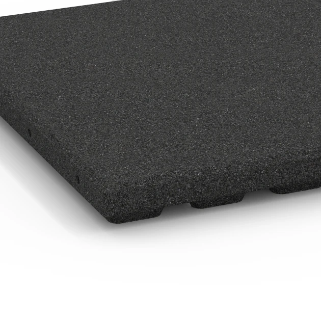 Detailaufnahme der Randausprägung von WARCO-Produkt 6283, Fallschutzplatten, Format 50 x 50 x 4 cm, Farbe Anthrazit.