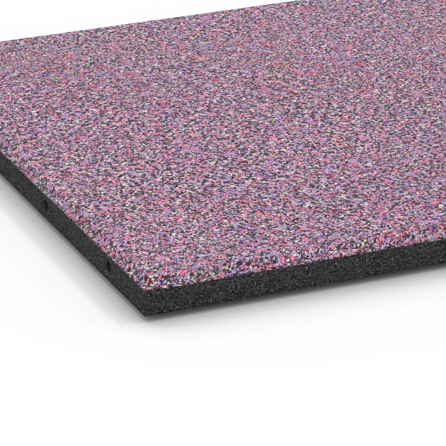 Detailaufnahme der Randausprägung von WARCO-Produkt 6418, Fallschutzplatte – 90 cm, Format 50 x 50 x 3 cm, Farbe Lavendel.