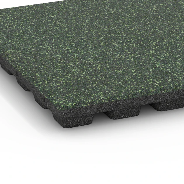 Detailaufnahme der Randausprägung von WARCO-Produkt 6433, Fallschutzplatte – 160 cm, Format 50 x 50 x 4,8 cm, Farbe Englischer Rasen.