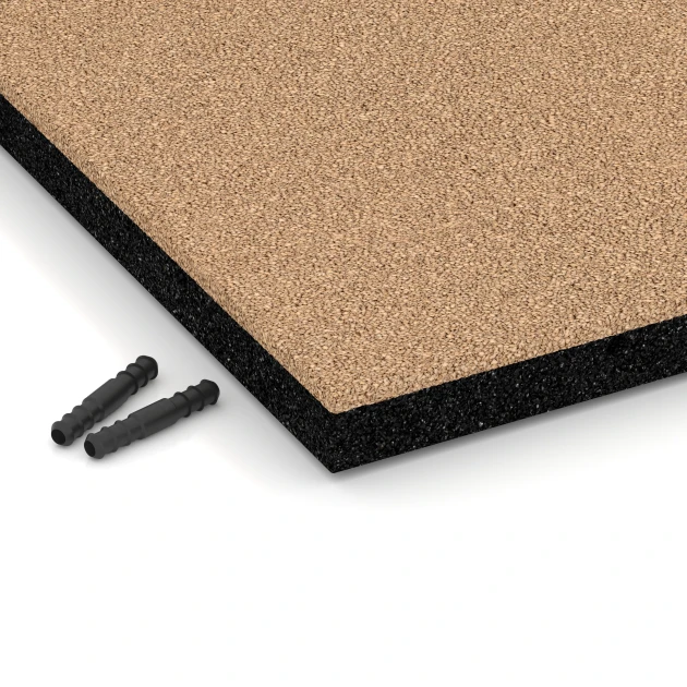 Detailaufnahme der Randausprägung von WARCO-Produkt 6222, Fallschutzplatten, Format 50 x 50 x 4 cm, Farbe Sandbeige.