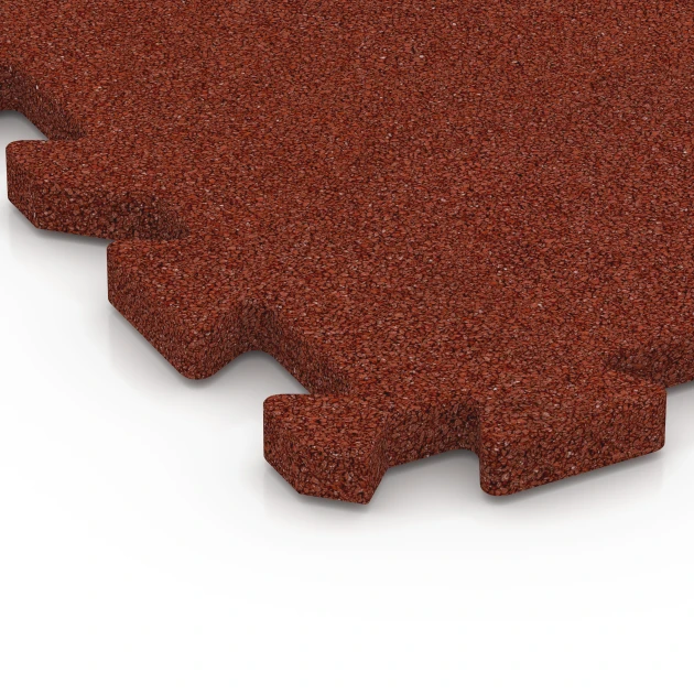 Detailaufnahme der Randausprägung von WARCO-Produkt 6988, Fitness Bodenschutzmatte, Format 50 x 50 x 3 cm | 0,25 m², Farbe Ziegelrot.