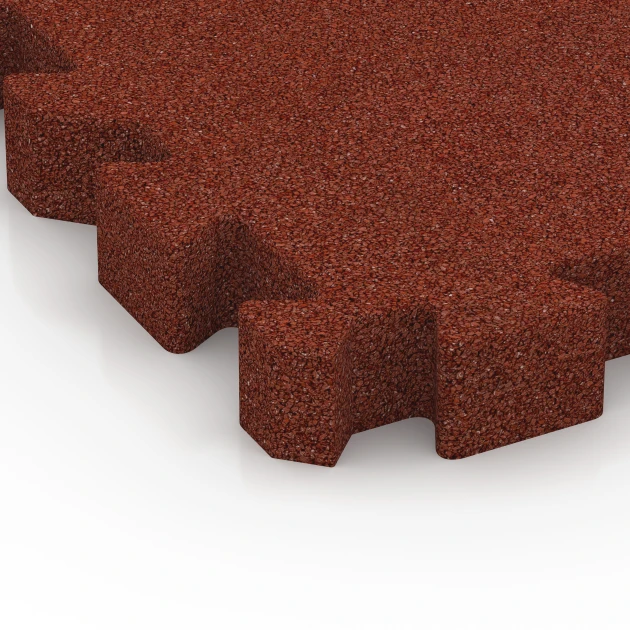 Detailaufnahme der Randausprägung von WARCO-Produkt 6310, Fallschutz-Puzzlematte, Format 50 x 50 x 6 cm | 0,25 m², Farbe Ziegelrot.