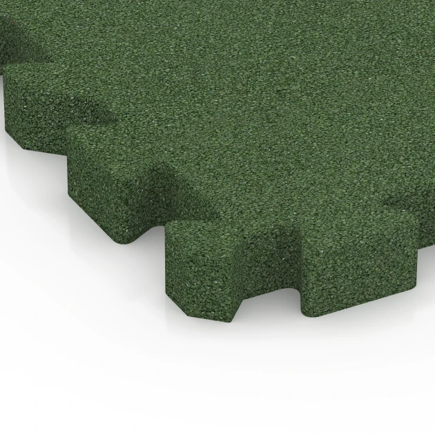 Detailaufnahme der Randausprägung von WARCO-Produkt 6307, Fallschutz-Puzzlematte, Format 50 x 50 x 5 cm | 0,25 m², Farbe Grasgrün.