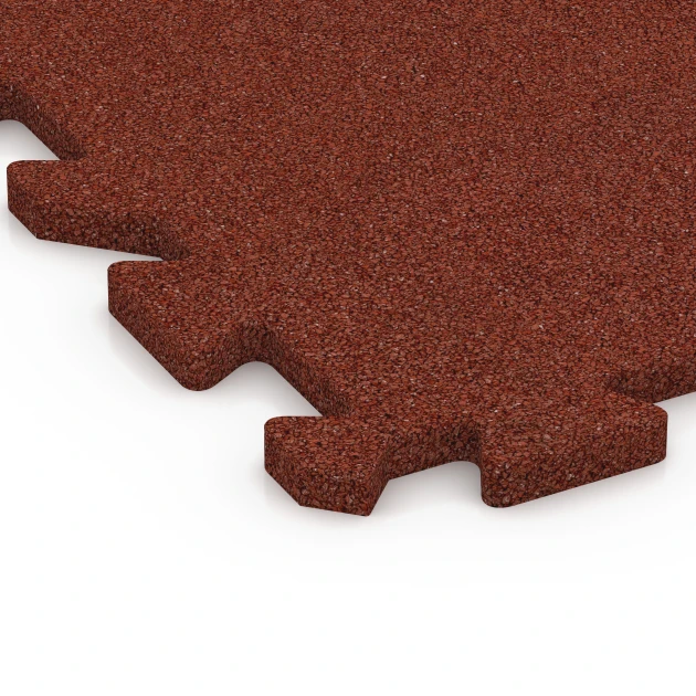 Detailaufnahme der Randausprägung von WARCO-Produkt 6313, Fallschutz-Puzzlematte, Format 50 x 50 x 2 cm | 0,25 m², Farbe Ziegelrot.