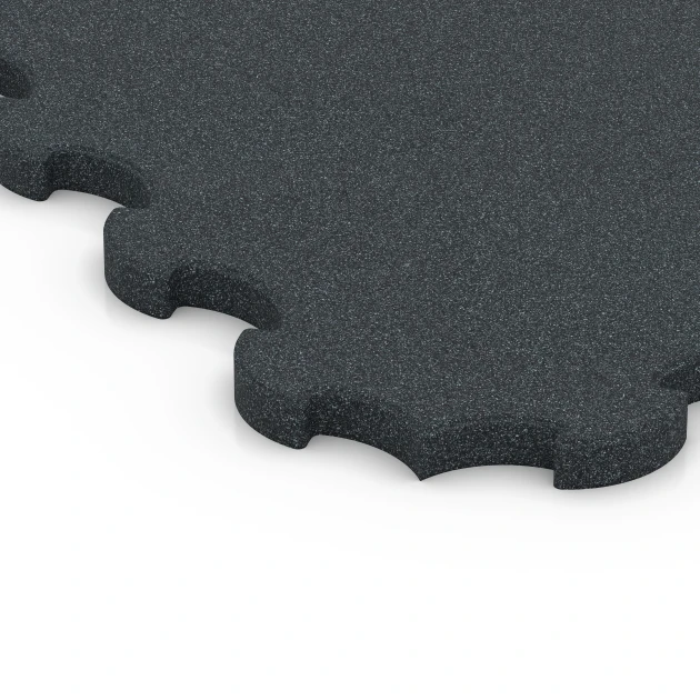 Detailaufnahme der Randausprägung von WARCO-Produkt 6322, Fitness-Bodenschutzmatte, Format 102,5 x 102,5 x 3 cm | 1,05 m², Farbe Anthrazit.