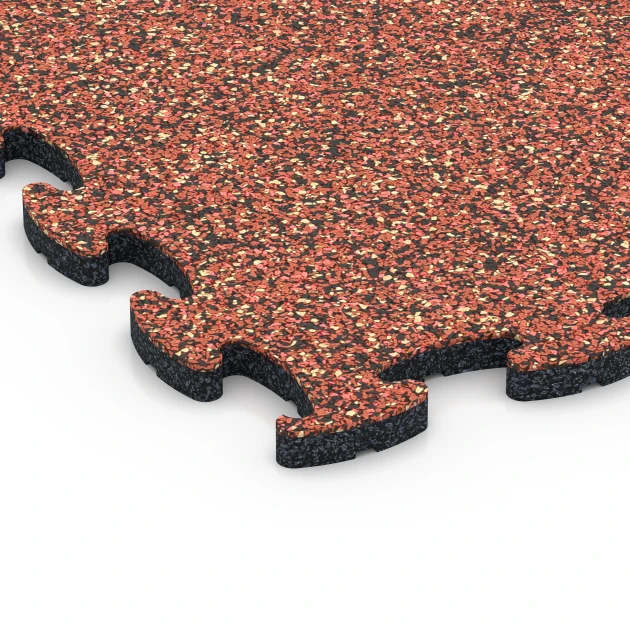 Detailaufnahme der Randausprägung von WARCO-Produkt 6755, Spielmatte, Format 44,6 x 44,6 x 1,8 cm, Farbe Feuersglut.
