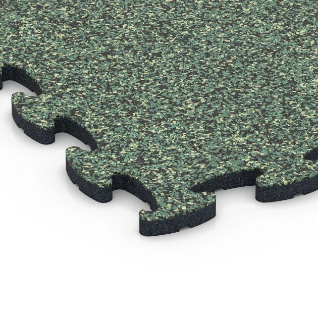Detailaufnahme der Randausprägung von WARCO-Produkt 6861, Fitness Max Floor System, Format 44,6 x 44,6 x 1,8 cm, Farbe Englischer Rasen.