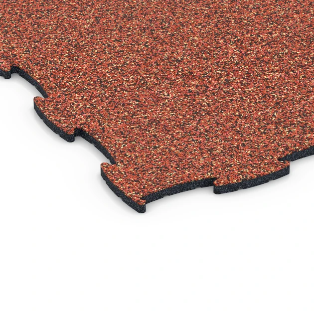 Detailaufnahme der Randausprägung von WARCO-Produkt 6809, Hundesportboden, Format 97,1 x 97,1 × 1,8 cm, Farbe Feuersglut.