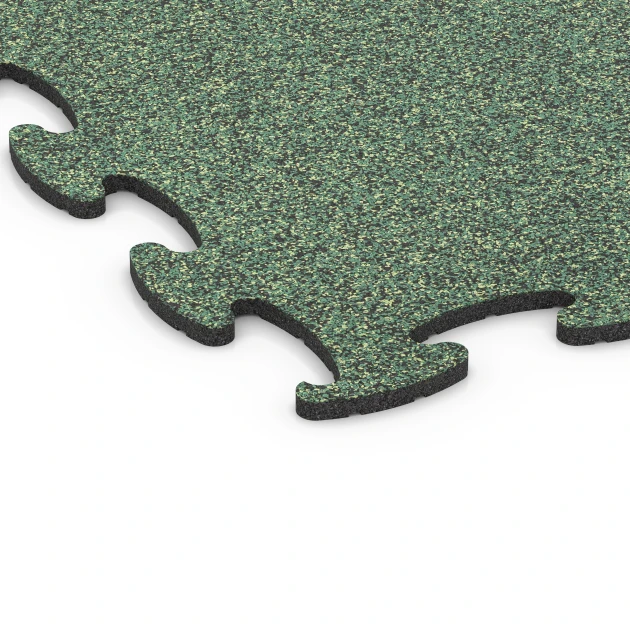 Detailaufnahme der Randausprägung von WARCO-Produkt 6924, Messeboden Klickfliese, Format 98 x 98 × 1,8 cm, Farbe Englischer Rasen.
