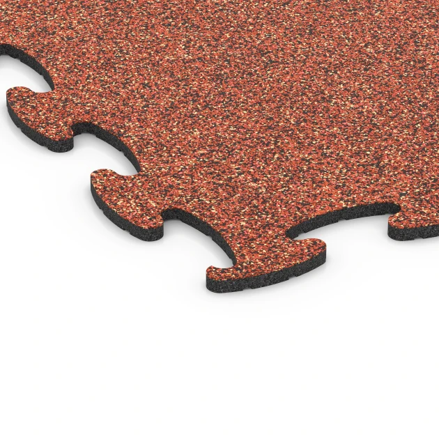 Detailaufnahme der Randausprägung von WARCO-Produkt 6872, Fitness Max Floor System, Format 98 x 98 × 1,8 cm, Farbe Feuersglut.