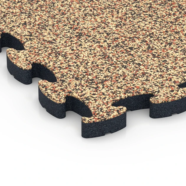 Detailaufnahme der Randausprägung von WARCO-Produkt 6880, Fitness Max Floor System, Format 44,6 x 44,6 × 2,8 cm, Farbe Terra Cotta.