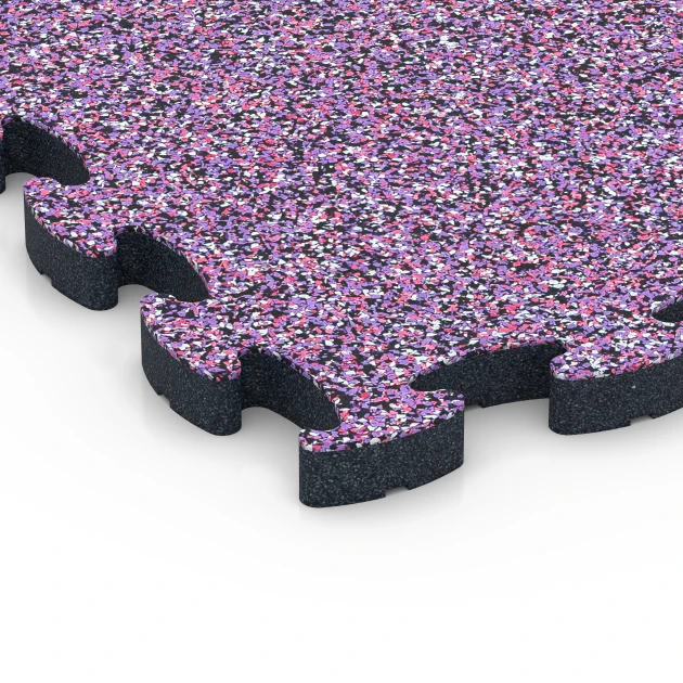 Detailaufnahme der Randausprägung von WARCO-Produkt 6882, Fitness Max Floor System, Format 44,6 x 44,6 × 2,8 cm, Farbe Lavendel.
