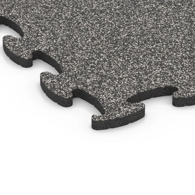 Detailaufnahme der Randausprägung von WARCO-Produkt 6886, Fitness Max Floor System, Format 97,1 x 97,1 x 2,8 cm, Farbe Dunkelgrauer Granit.