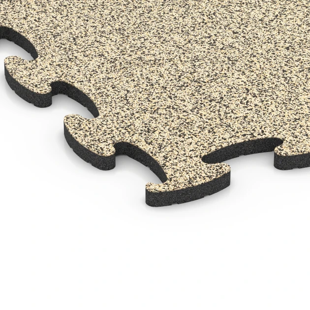 Detailaufnahme der Randausprägung von WARCO-Produkt 6892, Fitness Max Floor System, Format 98 x 98 x 2,8 cm, Farbe Travertin.