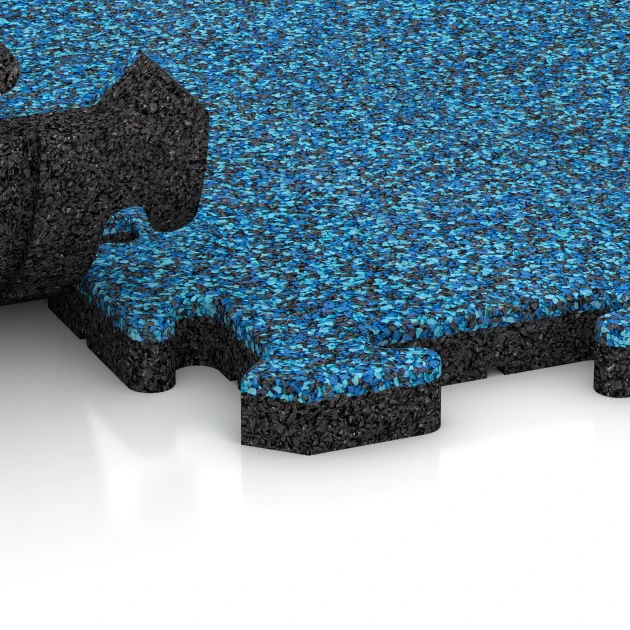 Großaufnahme vom Verbindungssystem von WARCO-Boden 2679 - Hunde-Bodenplatte im Farbdesign Atlantik. Abmessungen 50 x 50 x 3 cm | 0,25 m².