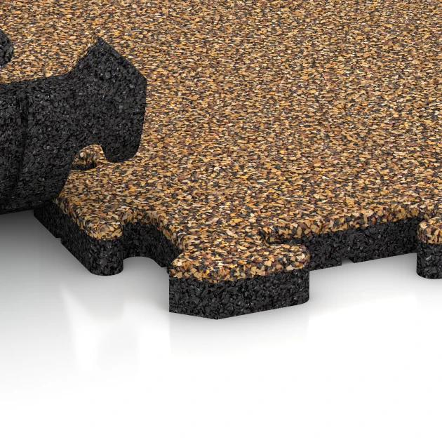 Großaufnahme vom Verbindungssystem von WARCO-Boden 2668 - Gehwegplatte im Farbdesign Rattan Lounge. Abmessungen 50 x 50 x 3 cm | 0,25 m².