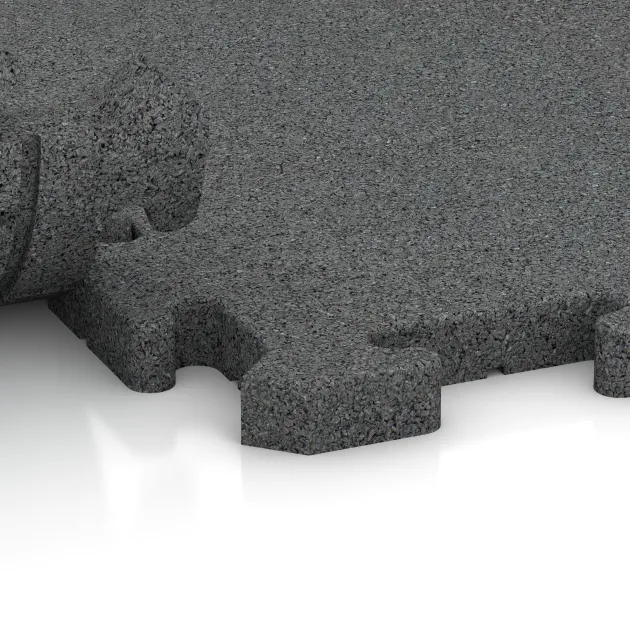 Großaufnahme vom Verbindungssystem von WARCO-Boden 5068 - Randplatte im Farbdesign Schiefergrau. Abmessungen 1000 x 485 x 30 mm.