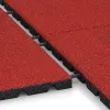 Großaufnahme vom Verbindungssystem von WARCO-Boden 5474 - Fallschutzplatte 3 cm - EN 1177 ≤ 100 cm im Farbdesign Rose. Abmessungen 500 x 500 x 30 mm.