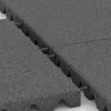 Großaufnahme vom Verbindungssystem von WARCO-Boden 0657 - Wandschutzplatte im Farbdesign Schiefergrau. Abmessungen 500 x 500 x 45 mm.