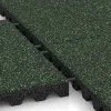Großaufnahme vom Verbindungssystem von WARCO-Boden 5358 - Fallschutzplatte im Farbdesign Englischer Rasen. Abmessungen 500 x 500 x 50 mm.