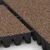 Großaufnahme vom Verbindungssystem von WARCO-Boden 5363 - Fallschutzplatte im Farbdesign Bast & Borke. Abmessungen 500 x 500 x 80 mm.