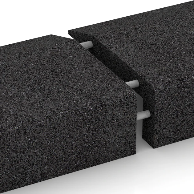 Großaufnahme vom Verbindungssystem von WARCO-Boden 2607 - Mauerabdeckung im Farbdesign Anthrazit. Abmessungen 100 × 40 cm | 5/15 cm.