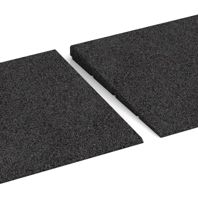 Großaufnahme vom Verbindungssystem von WARCO-Boden 2308 - Übergangsrampe 75 cm im Farbdesign Anthrazit. Abmessungen 750 x 300 mm | 8 <  25 mm.