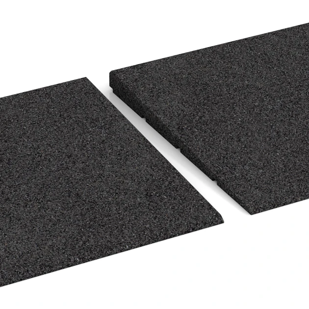 Großaufnahme vom Verbindungssystem von WARCO-Boden 2308 - Übergangsrampe 75 cm im Farbdesign Anthrazit. Abmessungen 750 x 300 mm | 8 <  25 mm.