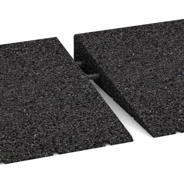 Großaufnahme vom Verbindungssystem von WARCO-Boden 2508 - Übergangsrampe 75 cm im Farbdesign Anthrazit. Abmessungen 750 x 300 mm | 8 <  50 mm.