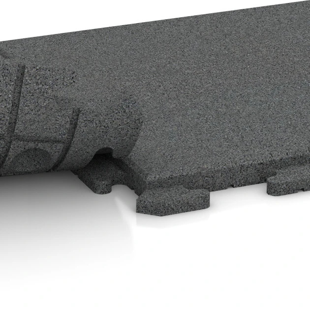 Großaufnahme vom Verbindungssystem von WARCO-Boden 1262 - Hunde-Zwingerplatte im Farbdesign Schiefergrau. Abmessungen 50 x 50 x 3 cm | 0,25 m².