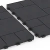 Großaufnahme vom Verbindungssystem von WARCO-Boden 6329 - Blockmuster – Klickfliese im Farbdesign Schiefer. Abmessungen 38,5 x 38,5 x 2 cm.