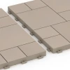 Großaufnahme vom Verbindungssystem von WARCO-Boden 6331 - Blockmuster – Klickfliese im Farbdesign Vanille. Abmessungen 38,5 x 38,5 x 2 cm.