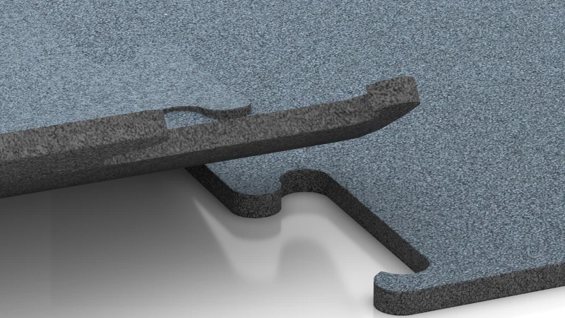 Ausgeschnittene Puzzleverbindung ohne Fase