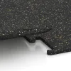 Großaufnahme vom Verbindungssystem von WARCO-Boden 3756 - Fitness Performance Elite Trainingsboden im Farbdesign Leicht Gelb Gesprenkelt. Abmessungen 1000 x 1000 x 15 mm.