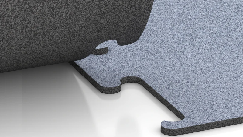 Ausgeschnittene Puzzleverbindung ohne Fase