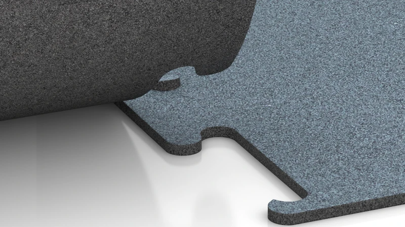 Ausgeschnittene Puzzleverbindung ohne Fase