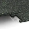 Großaufnahme vom Verbindungssystem von WARCO-Boden 3771 - Fitness Performance Elite Trainingsboden im Farbdesign Leicht Grün Gesprenkelt. Abmessungen 500 x 500 x 15 mm.