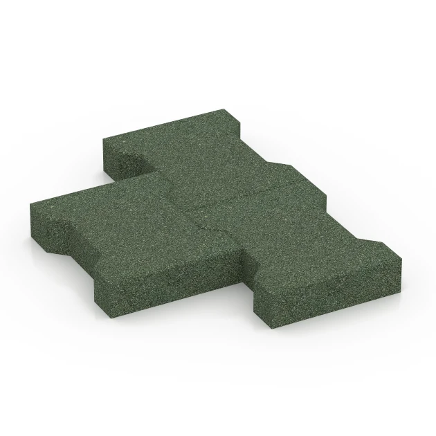 Großaufnahme vom Verbindungssystem von WARCO-Boden 7070 - Pflasterstein im Farbdesign Grasgrün. Abmessungen 20 x 16,5 x 4,5 cm | 0,0278 m².