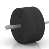 Großaufnahme vom Verbindungssystem von WARCO-Boden 6090 - Bumper Plate Slim im Farbdesign Anthrazit. Abmessungen 25 kg | ø 45,4 x 11,38 cm.