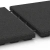 Großaufnahme vom Verbindungssystem von WARCO-Boden 6283 - Fallschutzplatten im Farbdesign Anthrazit. Abmessungen 50 x 50 x 4 cm.