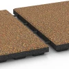 Großaufnahme vom Verbindungssystem von WARCO-Boden 6366 - Terrassenplatte Classic im Farbdesign Terra Cotta. Abmessungen 50 x 50 x 4 cm.