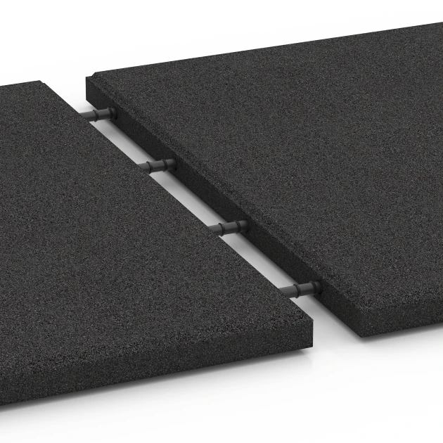 Großaufnahme vom Verbindungssystem von WARCO-Boden 6127 - Fallschutzplatte – 95 cm im Farbdesign Anthrazit. Abmessungen 50 x 50 x 3 cm | 0,25 m².