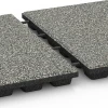 Großaufnahme vom Verbindungssystem von WARCO-Boden 6432 - Fallschutzplatte – 160 cm im Farbdesign Grauer Granit. Abmessungen 50 x 50 x 4,8 cm.