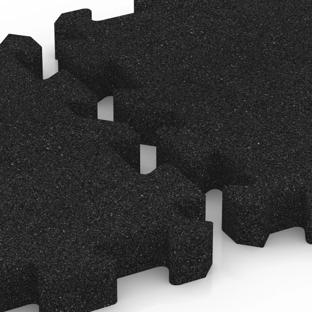 Großaufnahme vom Verbindungssystem von WARCO-Boden 6401 - Fallschutzplatte – 190 cm im Farbdesign Anthrazit. Abmessungen 50 x 50 x 5 cm | 0,25 m².