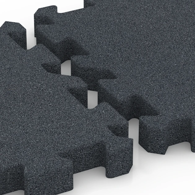 Großaufnahme vom Verbindungssystem von WARCO-Boden 6404 - Fallschutzplatte – 190 cm im Farbdesign Schiefergrau. Abmessungen 50 x 50 x 5 cm | 0,25 m².
