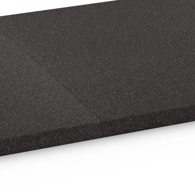 Großaufnahme vom Verbindungssystem von WARCO-Boden 6484 - Funktionsplatte Kl. 2 im Farbdesign Anthrazit. Abmessungen 52 x 52 x 2,7 cm.