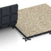 Großaufnahme vom Verbindungssystem von WARCO-Boden 7138 - Outdoor-Fitnessboden im Farbdesign Travertin. Abmessungen 60 x 60 x 3 cm | 0,36 m².