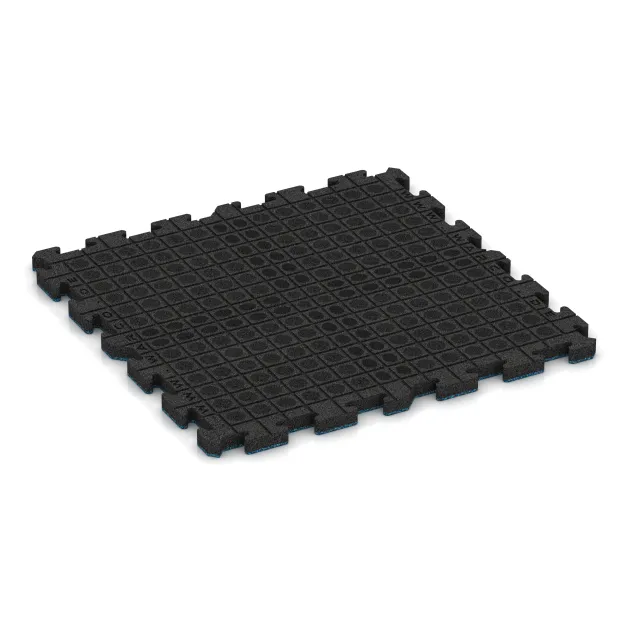 Aufsicht auf die Unterseite, also die Bodenseite von WARCO-Formteil 5923 - Indoor-Klickfliese im Format 1000 x 1000 x 40 mm.