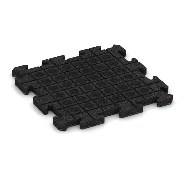Aufsicht auf die Unterseite, also die Bodenseite von WARCO-Formteil 5864 - Indoor-Klickfliese im Format 500 x 500 x 30 mm.