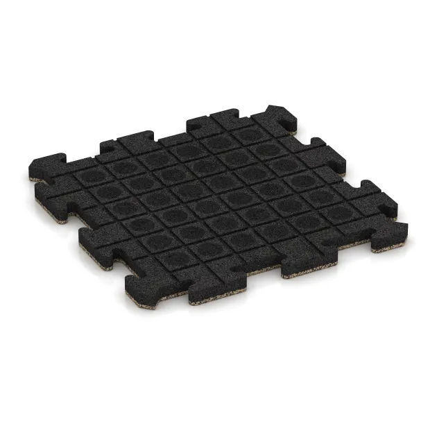 Aufsicht auf die Unterseite, also die Bodenseite von WARCO-Formteil 2761 - Fitness-Bodenschutzmatte HD im Format 500 x 500 x 30 mm.